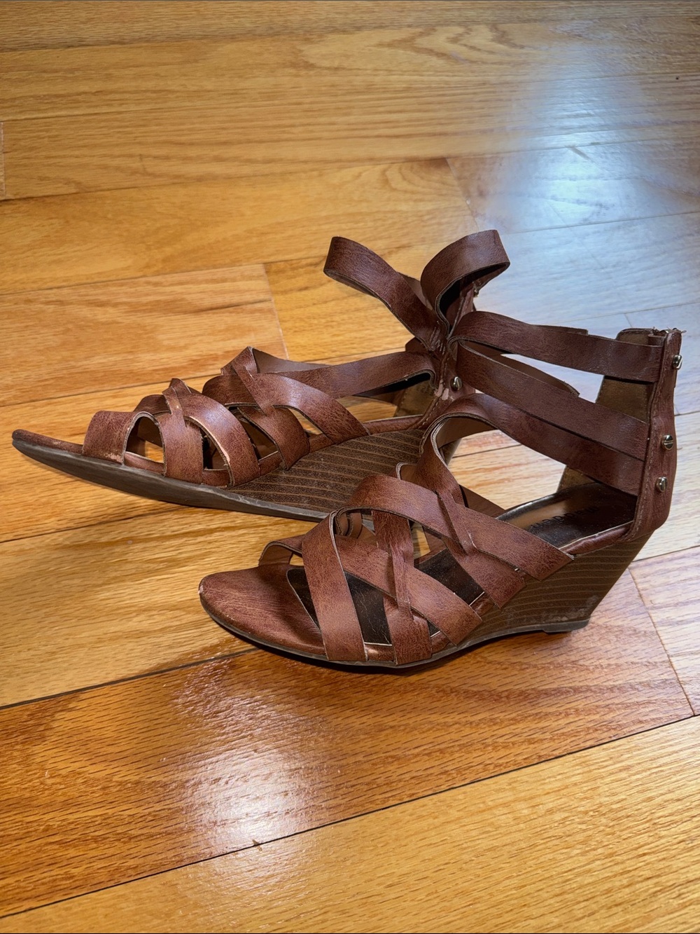 Madden girl Brown Strappy Wedge Sandals